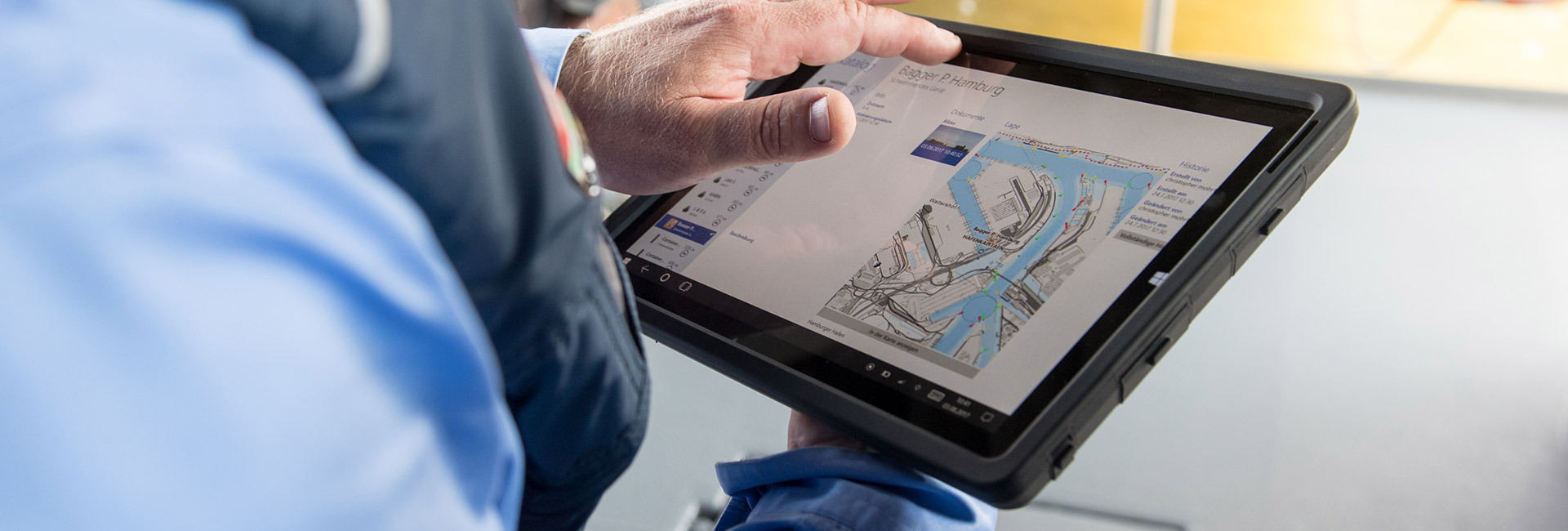 Ausschnitt eines Lageplans des Hamburger Hafen. Der digitale Hafen.