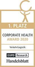 EUPD Research. Handelsblatt. 1. Platz Corporate Health Award 2020 für Verkehr / Logistik